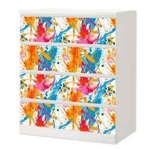 Möbelfolie passend für IKEA Malm Kommode Farbkleckse Splash Schrankfolie - Sunnywall - Individualität trifft Design