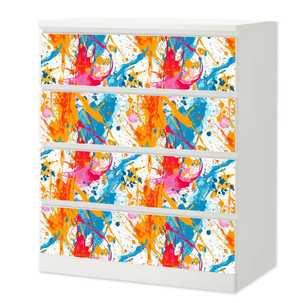 Möbelfolie passend für IKEA Malm Kommode Farbkleckse Splash Schrankfolie - Sunnywall - Individualität trifft Design