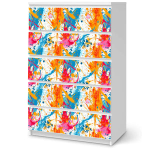 Möbelfolie passend für IKEA Malm Kommode Farbkleckse Splash Schrankfolie - Sunnywall - Individualität trifft Design