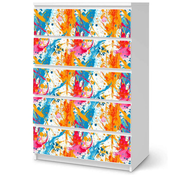 Möbelfolie passend für IKEA Malm Kommode Farbkleckse Splash Schrankfolie - Sunnywall - Individualität trifft Design
