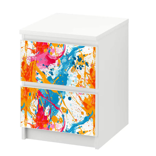 Möbelfolie passend für IKEA Malm Kommode Farbkleckse Splash Schrankfolie - Sunnywall - Individualität trifft Design