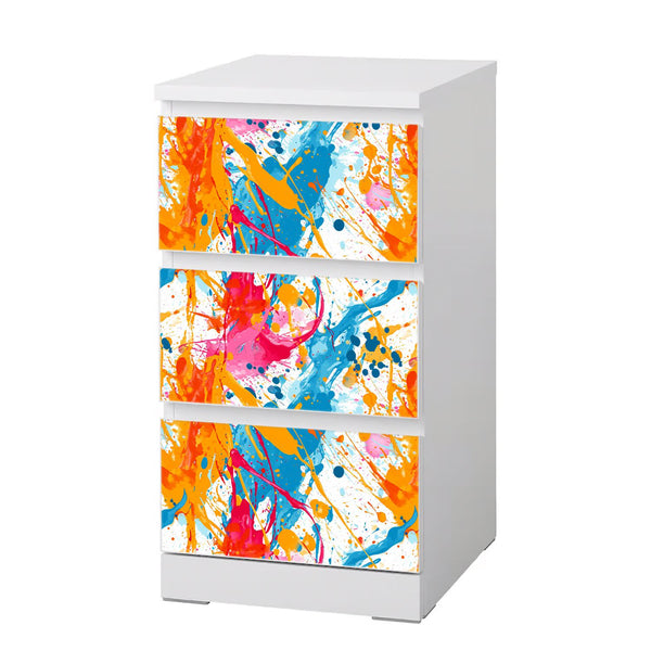 Möbelfolie passend für IKEA Malm Kommode Farbkleckse Splash Schrankfolie - Sunnywall - Individualität trifft Design