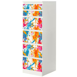 Möbelfolie passend für IKEA Malm Kommode Farbkleckse Splash Schrankfolie - Sunnywall - Individualität trifft Design