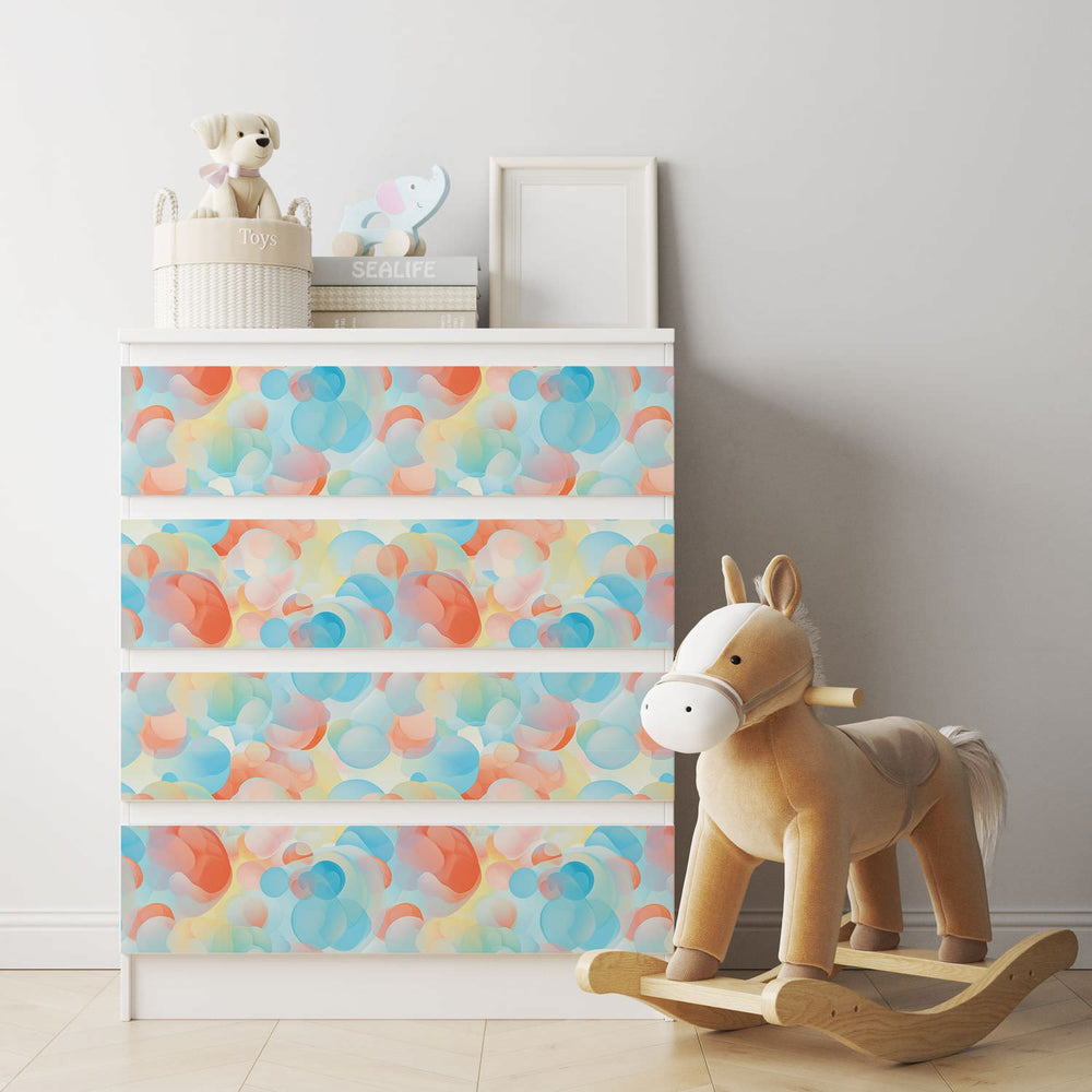 Möbelfolie passend für IKEA Malm Kommode Pastell Kreise Schrankfolie - Sunnywall - Individualität trifft Design