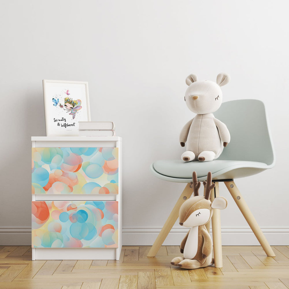 Möbelfolie passend für IKEA Malm Kommode Pastell Kreise Schrankfolie - Sunnywall - Individualität trifft Design