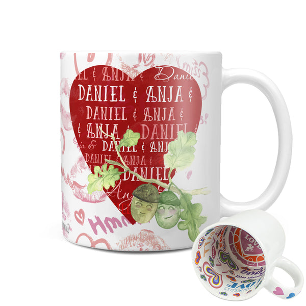 Kaffeetasse Tasse Teetasse für Verliebte mit WUNSCHNAMEN Eicheln Herbsttraum - Sunnywall - Individualität trifft Design
