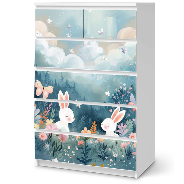 Möbelfolie passend für IKEA Malm Kommode Hasen auf Bergwiese Schrankfolie - Sunnywall - Individualität trifft Design