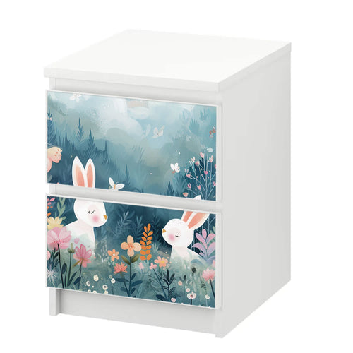 Möbelfolie passend für IKEA Malm Kommode Hasen auf Bergwiese Schrankfolie - Sunnywall - Individualität trifft Design
