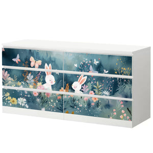 Möbelfolie passend für IKEA Malm Kommode Hasen auf Bergwiese Schrankfolie - Sunnywall - Individualität trifft Design