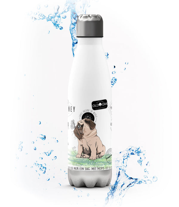 Thermosflasche 500 ml – Mops schöner Tag - Sunnywall - Individualität trifft Design