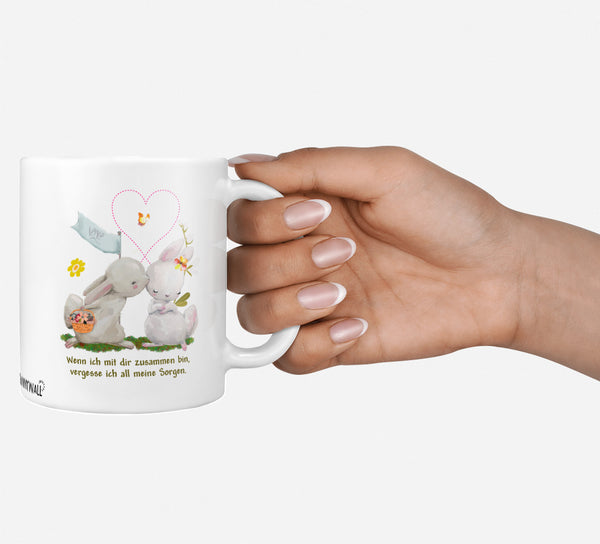 Tasse Kaffeetasse Verliebte Hasen Liebevolle Geschenkidee - Sunnywall - Individualität trifft Design