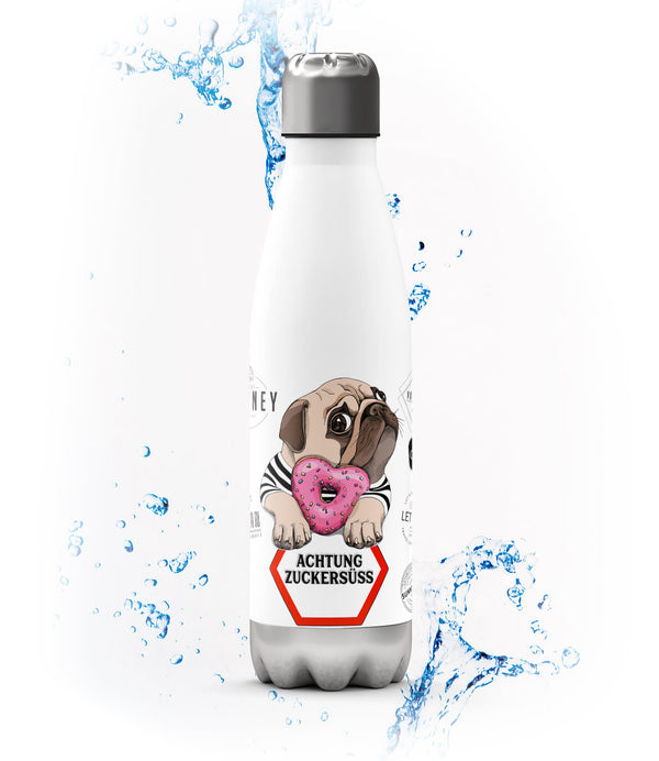 Thermosflasche 500 ml – Mops Achtung Zuckersüß - Sunnywall - Individualität trifft Design