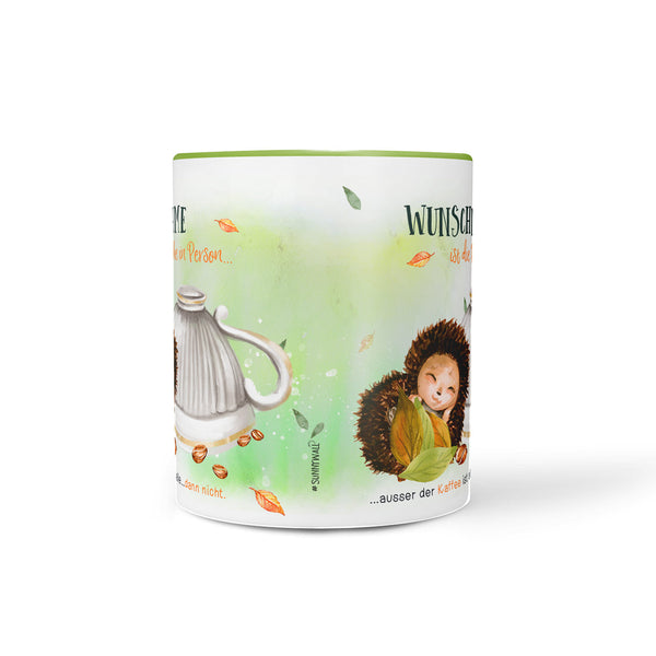 Tasse Kaffeetasse Igel ruhe in Person Kaffee mit Wunschname - niedlicher Kaffeebecher - Sunnywall - Individualität trifft Design