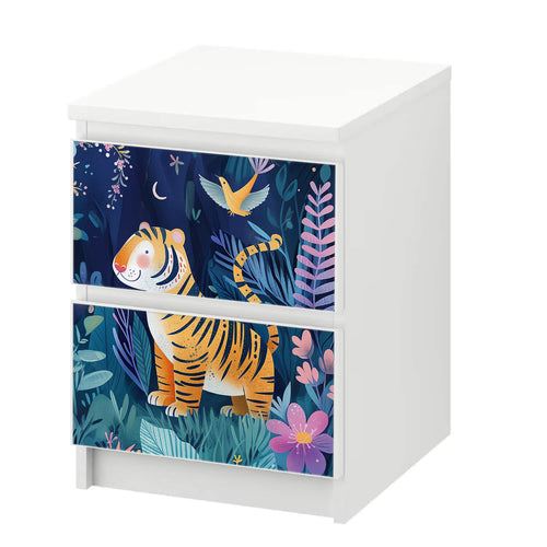 Möbelfolie passend für IKEA Malm Kommode Tiger im Dschungel Schrankfolie - Sunnywall - Individualität trifft Design