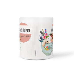 Hase in Tasse mit Wunschname - niedlicher Kaffeebecher - Sunnywall - Individualität trifft Design