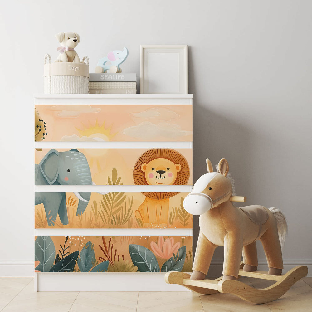 Möbelfolie passend für IKEA Malm Kommode Löwe Schrankfolie - Sunnywall - Individualität trifft Design