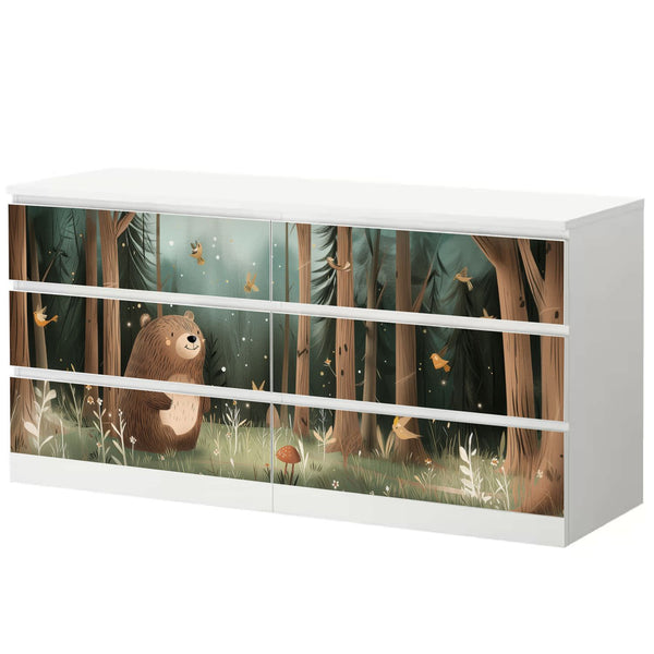 Möbelfolie passend für IKEA Malm Kommode Kleiner Bär im Wald Schrankfolie - Sunnywall - Individualität trifft Design