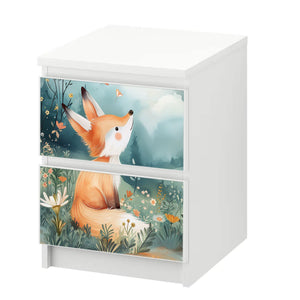 Möbelfolie passend für IKEA Malm Kommode Fuchs auf Wiese Schrankfolie - Sunnywall - Individualität trifft Design