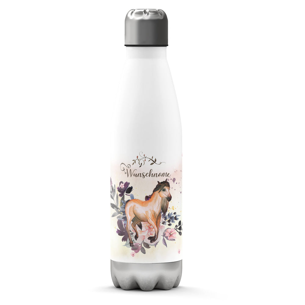 Thermosflasche 500 ml – Wunschname mit Palomino-Pferd - Sunnywall - Individualität trifft Design
