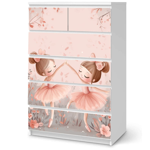 Möbelfolie passend für IKEA Malm Kommode Ballerina Floral Schrankfolie - Sunnywall - Individualität trifft Design