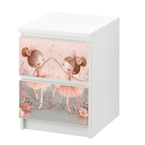 Möbelfolie passend für IKEA Malm Kommode Ballerina Floral Schrankfolie - Sunnywall - Individualität trifft Design