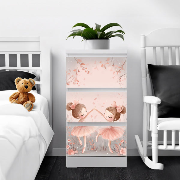 Möbelfolie passend für IKEA Malm Kommode Ballerina Floral Schrankfolie - Sunnywall - Individualität trifft Design