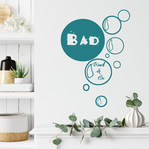 Wandtattoo Türaufkleber – Bad Wash & Go mit Seifenblasen | Stilvolle Badezimmertür-Dekoration - Sunnywall - Individualität trifft Design