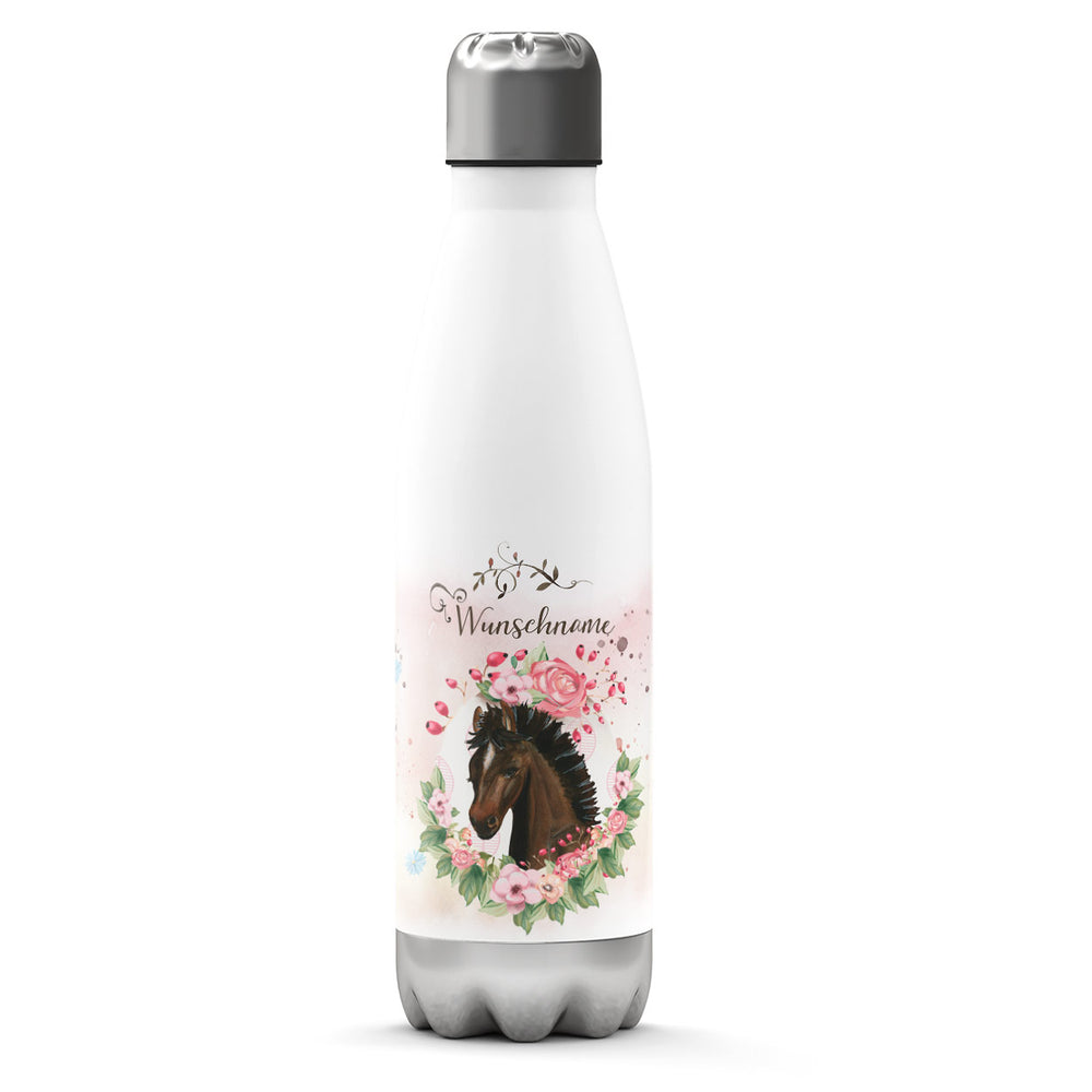 Thermosflasche 500 ml – Wunschname mit Pferdemotiv - Sunnywall - Individualität trifft Design