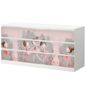 Möbelfolie passend für IKEA Malm Kommode Ballerina modern Schrankfolie - Sunnywall - Individualität trifft Design