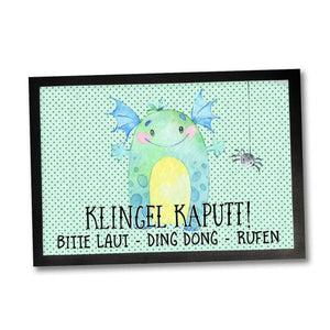 35 x 50 Fußmatte Monster Klingel kaputt - Bitte laut Ding Dong rufen Sunnywall