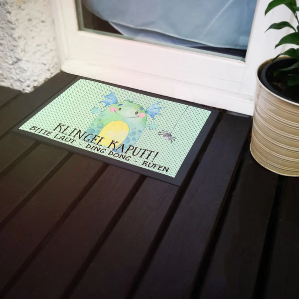 35 x 50 Fußmatte Monster Klingel kaputt - Bitte laut Ding Dong rufen Sunnywall