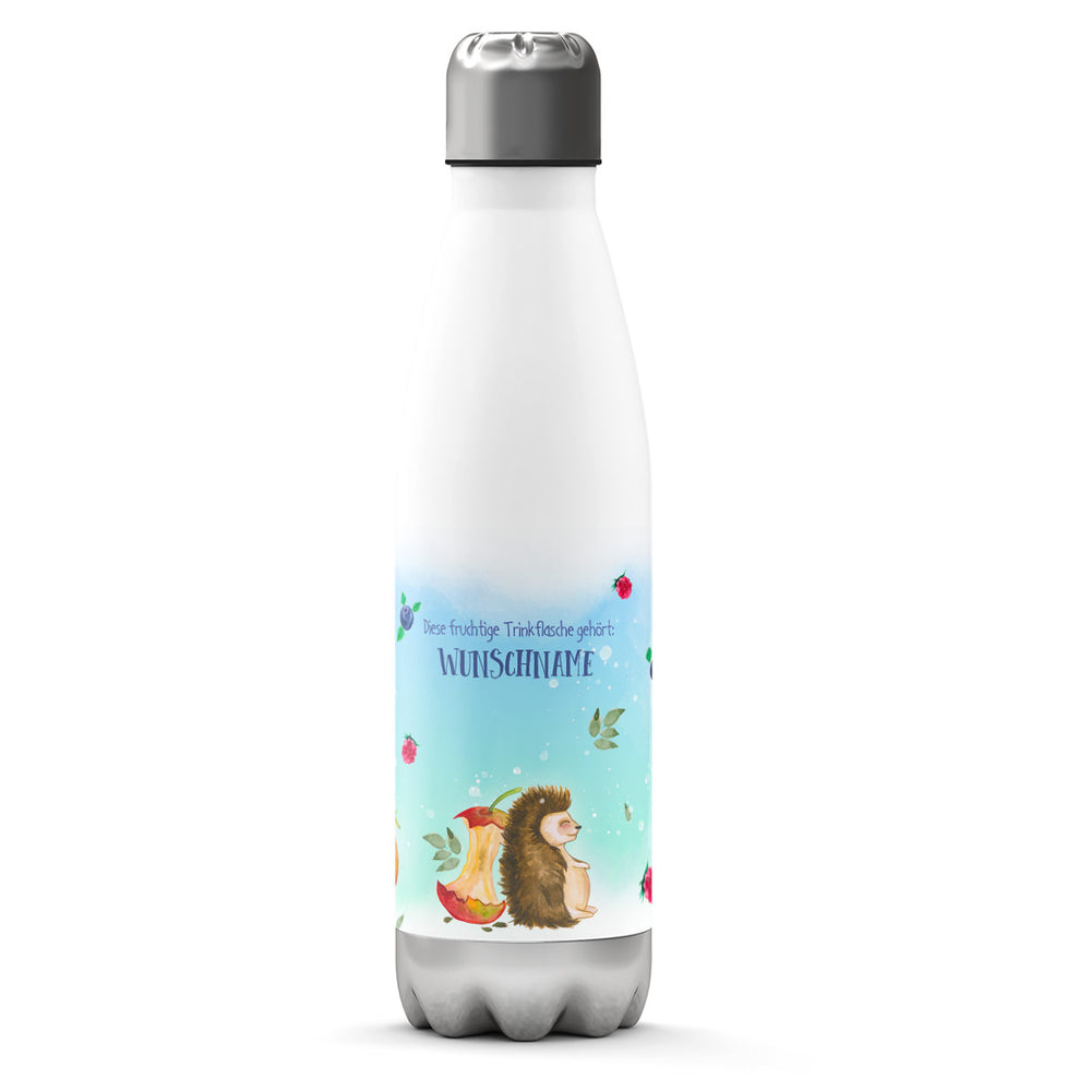 Thermosflasche 500 ml – Wunschname mit fruchtigem Igel-Motiv - Sunnywall - Individualität trifft Design