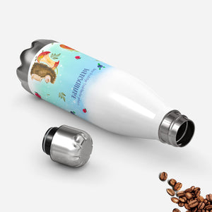 Thermosflasche 500 ml – Wunschname mit fruchtigem Igel-Motiv - Sunnywall - Individualität trifft Design