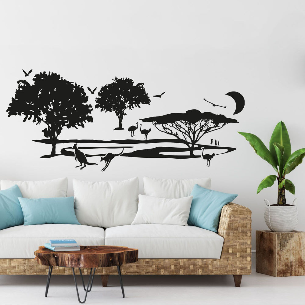 Wandtattoo Australien Skyline - Outback Känguru, Koala und Emu | Australische Wildnis für deine Wanddekoration - Sunnywall - Individualität trifft Design