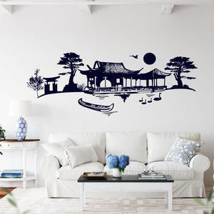 Wandtattoo Asiatisches Teehaus mit Schrein am See - Sunnywall - Individualität trifft Design