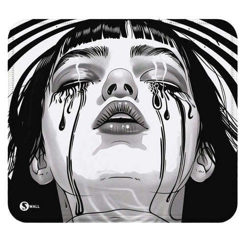 Gaming Mauspad XXL Crying Girl Black n White 90x40 | 80x30 | 45x40 cm 4mm Premium