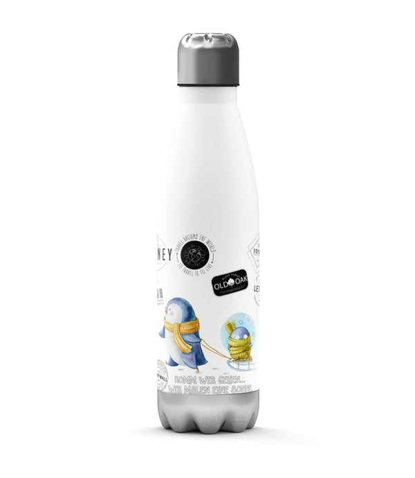 Thermosflasche 500 ml – Pinguin Komm wir gehen eine Sonne malen - Sunnywall - Individualität trifft Design