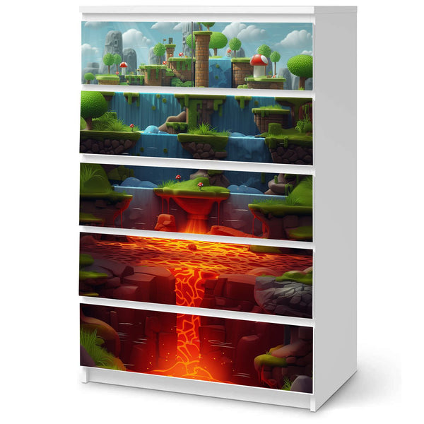 Möbelfolie passend für IKEA Malm Kommode Game Level Lava Schrankfolie - Sunnywall - Individualität trifft Design
