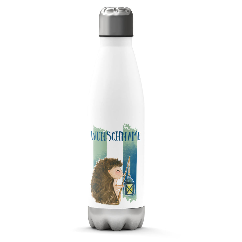 Thermosflasche 500 ml – Wunschname mit Laternen-Igel - Sunnywall - Individualität trifft Design