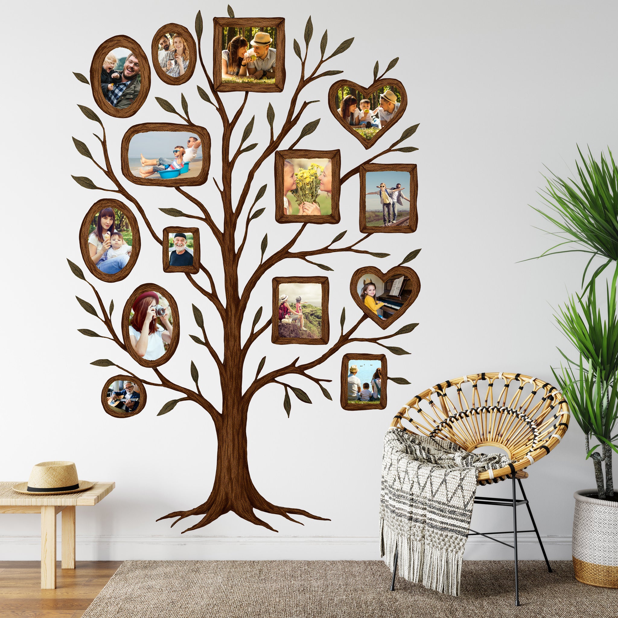 Wandtattoo Familienbaum inklusive Fotos gedruckt personalisiert - Sunnywall - Individualität trifft Design