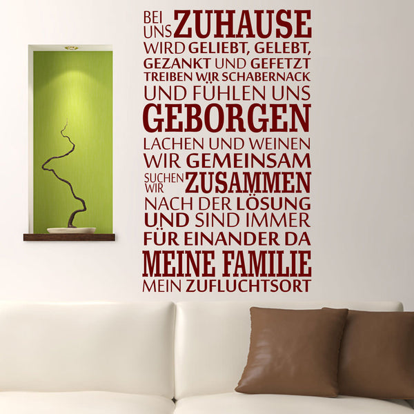 Wandtattoo Zitat - Zuhause Geborgen Familie Gemeinsam | Spruch - Sunnywall - Individualität trifft Design