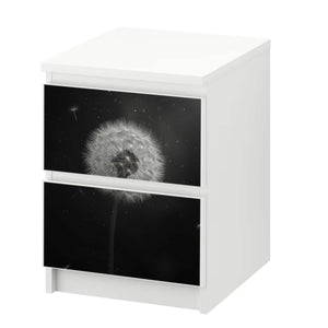 Möbelfolie passend für IKEA Malm Kommode Pusteblume schwarz Schrankfolie - Sunnywall - Individualität trifft Design