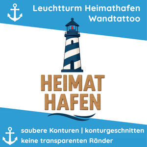 Wandtattoo Spruch Heimathafen – Maritime Deko mit Leuchtturm & Schriftzug für Wohnzimmer, Flur & Eingangsbereich