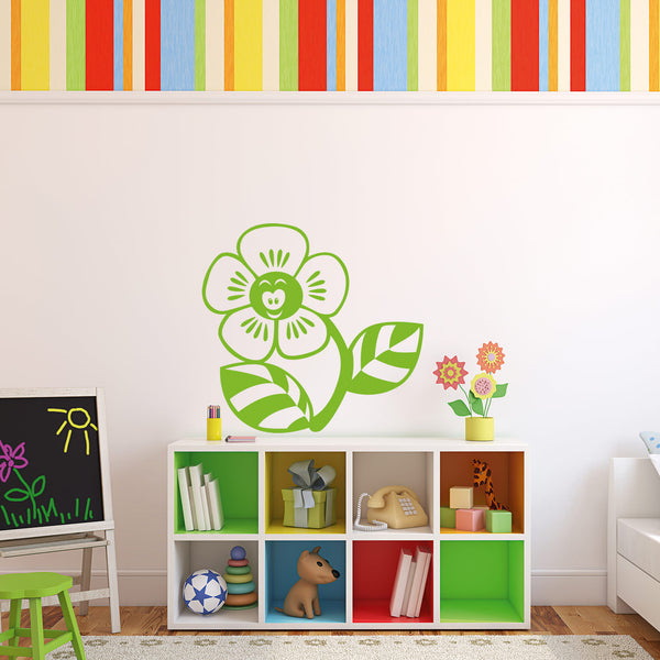 Wandtattoo lachende Blume – Süßer Wandaufkleber für Kinderzimmer & Babyzimmer | Blumenmotiv - Sunnywall - Individualität trifft Design