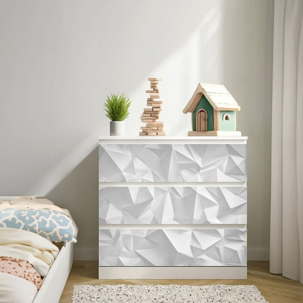 Möbelfolie passend für IKEA Malm Kommode Origami Papier Schrankfolie - Sunnywall - Individualität trifft Design