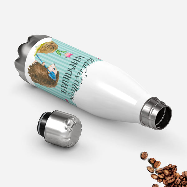 Thermosflasche 500 ml – Held des Alltags mit Wunschname | Igel & Blume - Sunnywall - Individualität trifft Design