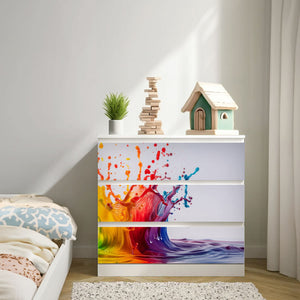 Möbelfolie passend für IKEA Malm Kommode Farbkleckse Splash Schrankfolie - Sunnywall - Individualität trifft Design