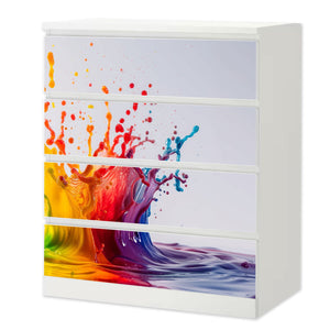 Möbelfolie passend für IKEA Malm Kommode Farbkleckse Splash Schrankfolie - Sunnywall - Individualität trifft Design