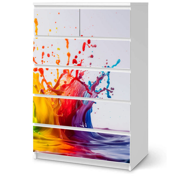 Möbelfolie passend für IKEA Malm Kommode Farbkleckse Splash Schrankfolie - Sunnywall - Individualität trifft Design