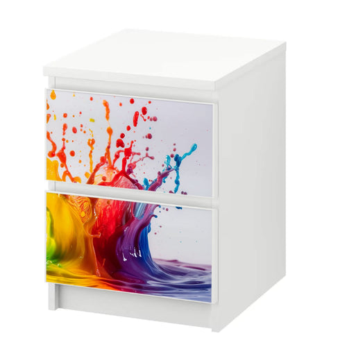 Möbelfolie passend für IKEA Malm Kommode Farbkleckse Splash Schrankfolie - Sunnywall - Individualität trifft Design